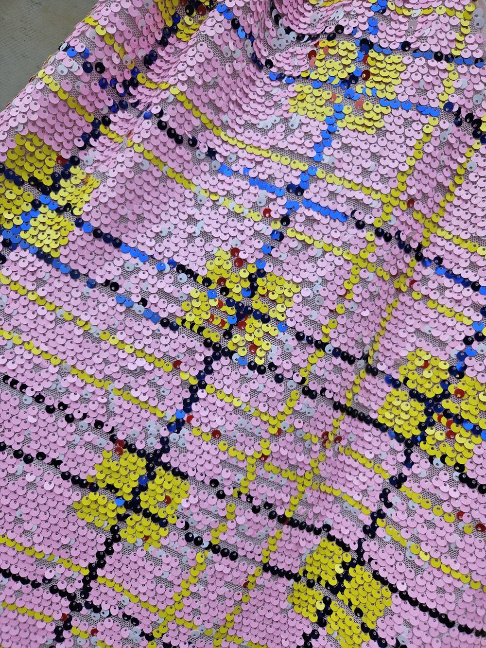 Pink Sequined Slip Dress with Yellow Check Detail By Buddy Love ❤️ Medium - Picture 7 of 9